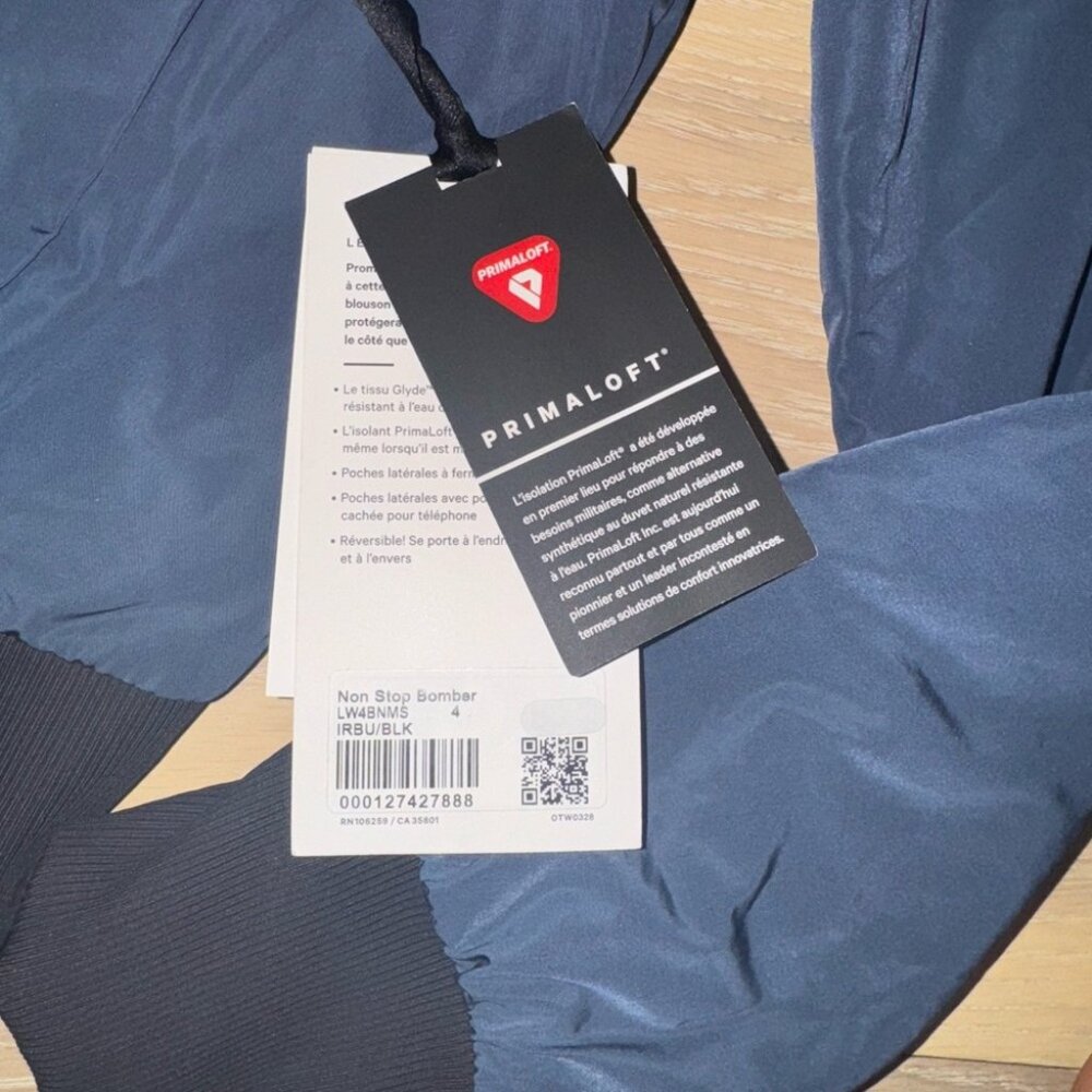 ❤️ Lululemon Non-Stop Bomber *Reversible Jacket Iron Blue / Black Size 4 NWT - Picture 6 of 7